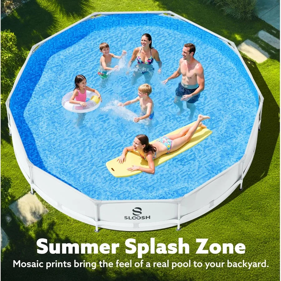 Round Above Ground Pool - 10ft x 30inch Outdoor Round Frame Above Ground Swimming Pool Set Kiddie Pool for Adults with Filter P