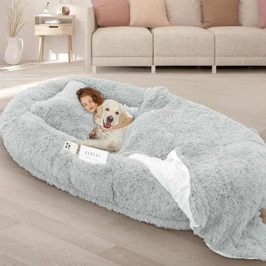 Human Dog Bed,71''x45''x12''Size Fits Adult and Pet Washable Giant People Dog Bed 10 CM Thick Memory Foam Large Oversize Dog Bed
