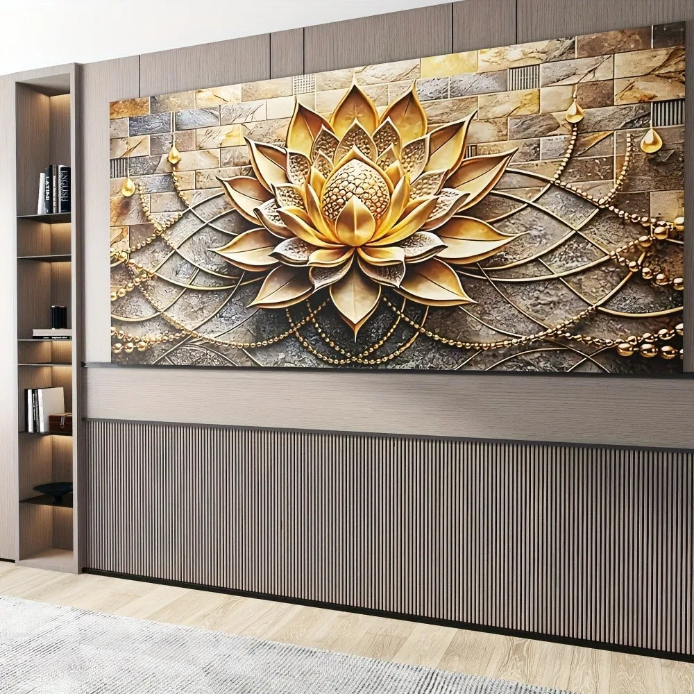 Modern abstract black gold floral canvas art, suitable for interior decoration posters, 1.5 inches thick pine solid wood