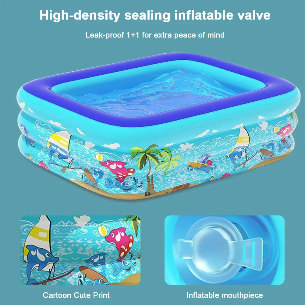 Inflatable Swimming Pool Cartoon Pattern Framed Swimming Pool Baby Bath Bathtub for Summer Outdoor Indoor
