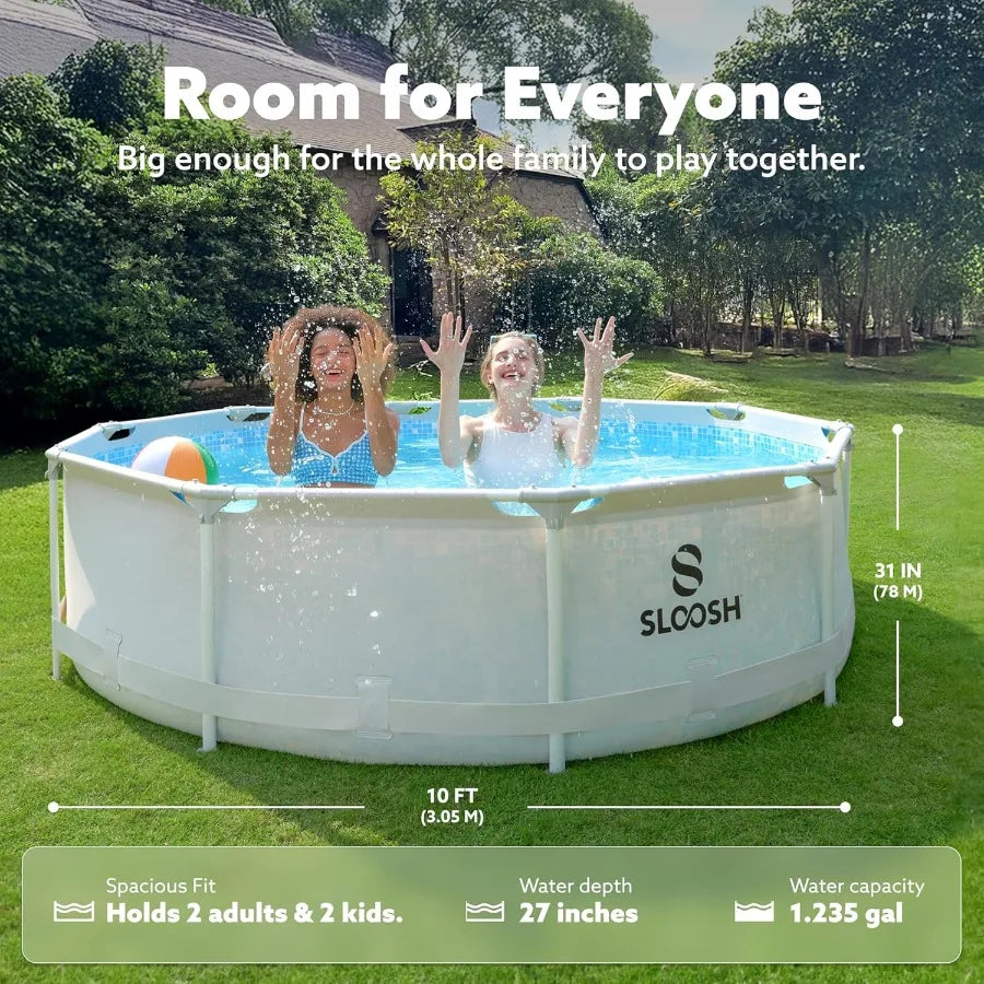 Round Above Ground Pool - 10ft x 30inch Outdoor Round Frame Above Ground Swimming Pool Set Kiddie Pool for Adults with Filter P
