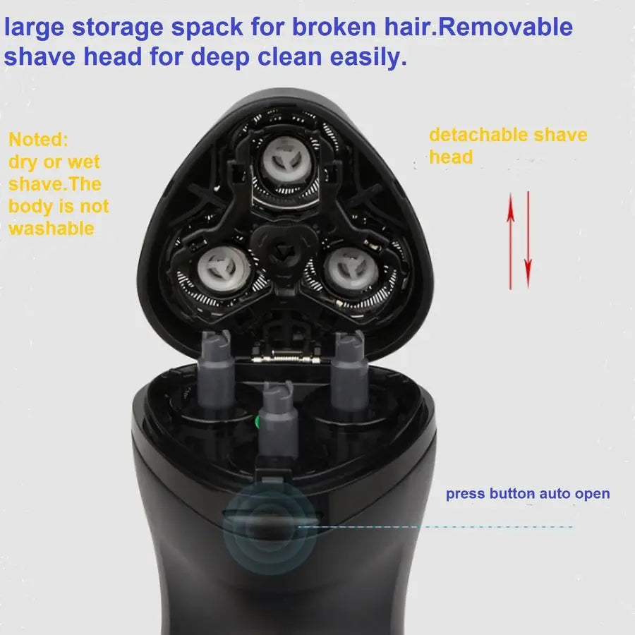Electric Shaver for Men.Professional Head Shaver for Bald Man.3D Float Razor for Close Shave Machine.Face Stubble Bold Heavy Bea