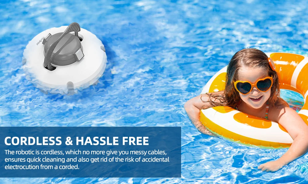 Redkey S100 Robotic Swimming Pool Cleaner IPX8 Waterproof 130-min Pool Vacuum Cleaner Self-Parking Pool Cleaner Pet-friendly