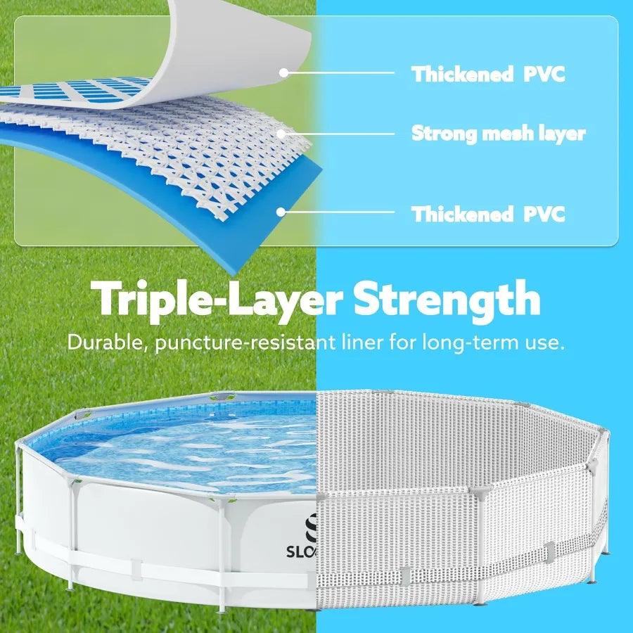 Round Above Ground Pool - 10ft x 30inch Outdoor Round Frame Above Ground Swimming Pool Set Kiddie Pool for Adults with Filter P