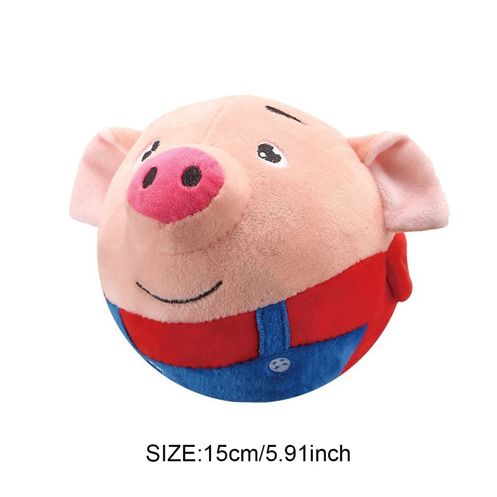 Plush Automatic Bouncing Toys Bite Resistant Funny Interactive Squeaky Toys Talking Self-Moving for Small Medium Dogs