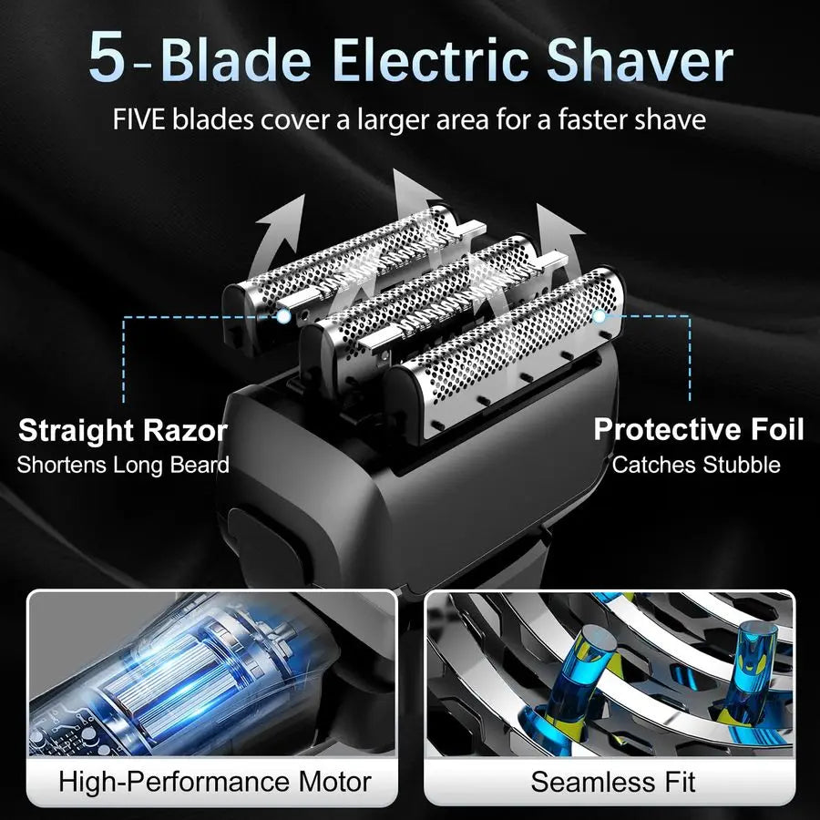 Razor for Men, 2Speed 5Blade Electric Shavers for Men Face Cordless Rechargeable, Mens Foil Shaver Shaving Machine Wet Dry Mens